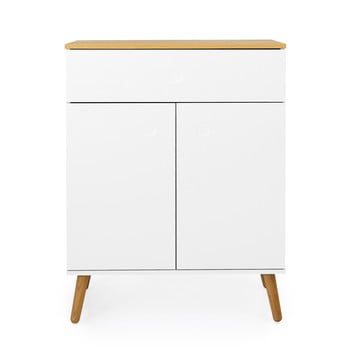 Dulap cu detalii în decor de stejar tenzo dot, lățime 79 cm, alb