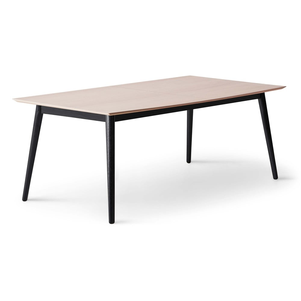 Masă de dining neagră/în culoare naturală extensibilă cu blat cu aspect de lemn de stejar 100x210 cm Meza – Hammel Furniture