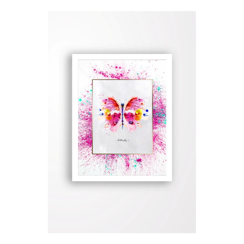 Tablou pe pânză în ramă albă Tablo Center Butterfly, 29 x 24 cm bonami.ro imagine 2022