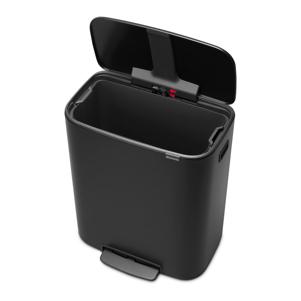 Coș de gunoi negru mat cu pedală din oțel 60 l Bo – Brabantia