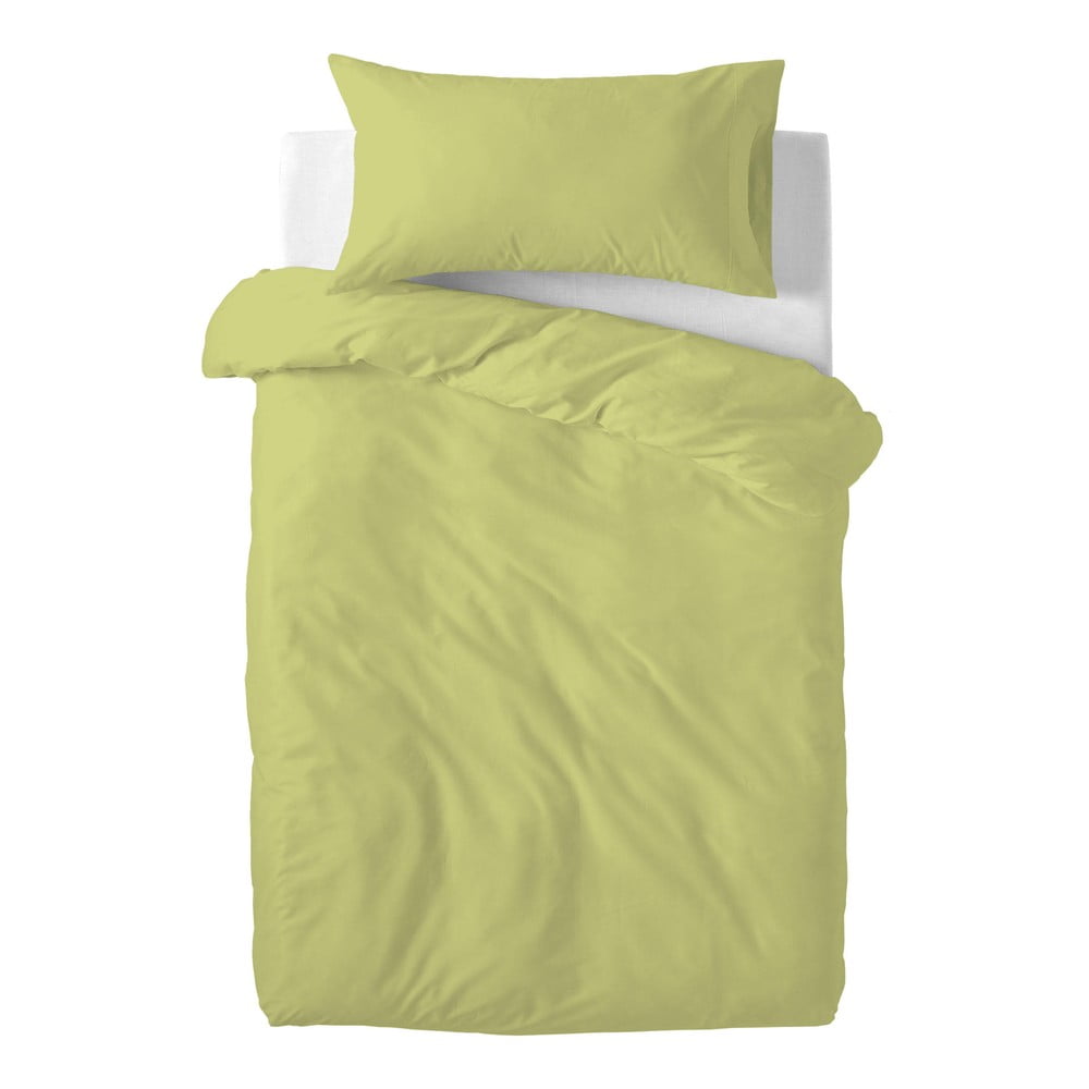 Lenjerie de pat din bumbac pentru copii Happy Friday Basic, 100 x 120 cm, verde 100 imagine noua
