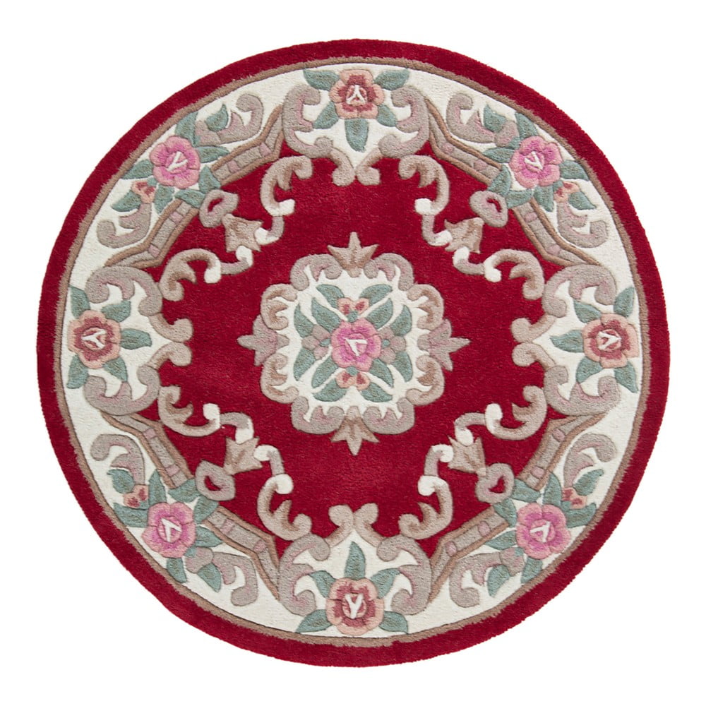 Covor din lână Flair Rugs Aubusson, ⌀ 120 cm, roșu