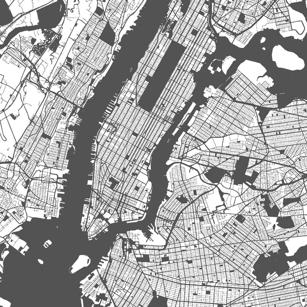 Tablou Homemania Maps Manhattan Black, 60 x 60 cm
