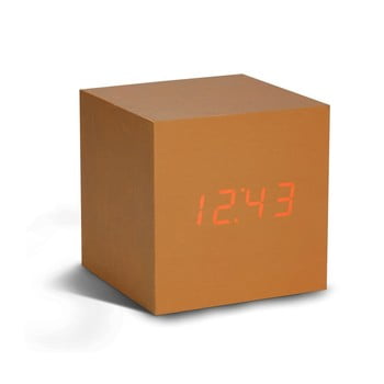 Ceas deșteptător cu LED Gingko Cube Click Clock, arămiu - roșu poza bonami.ro