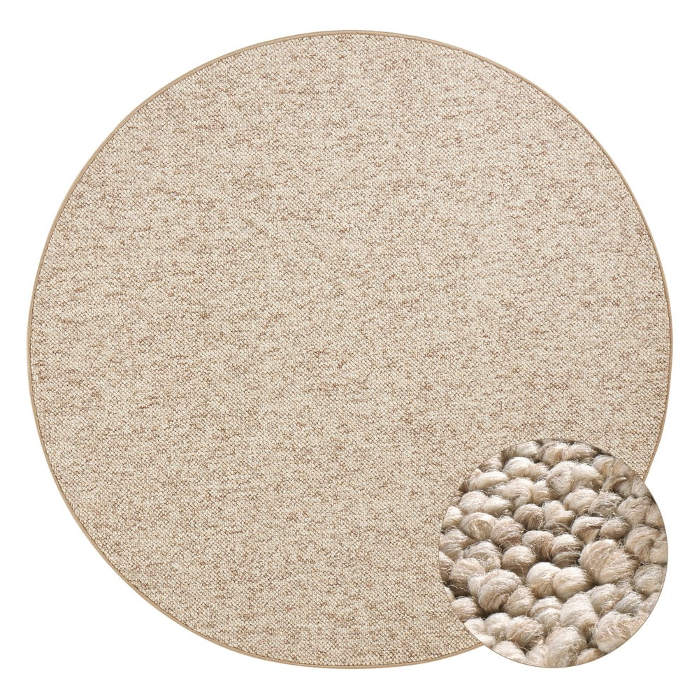 Covor maro deschis rotund ø 200 cm Wolly – BT Carpet