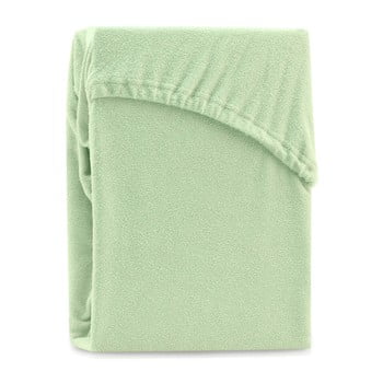 Cearșaf elastic pentru pat dublu ameliahome ruby siesta, 180-200 x 200 cm, verde deschis