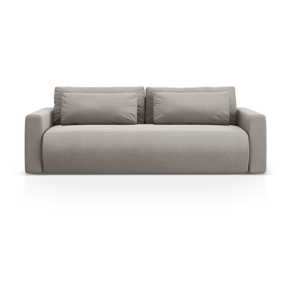 Canapea gri deschis extensibilă/cu spațiu de depozitare cu tapițerie din catifea 238 cm Belfast – Cosmopolitan Design