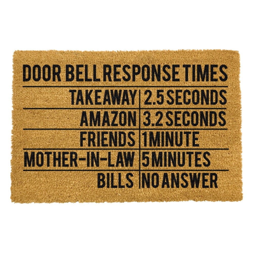 Covoraș intrare din fibre de cocos Artsy Doormats Door Bell Response Times, 40 x 60 cm Artsy Doormats imagine 2022