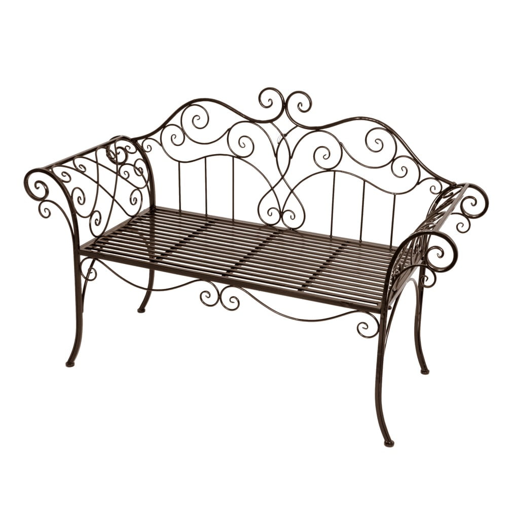 Bancă de grădină neagră/maro închis din metal Selene – Garden Pleasure