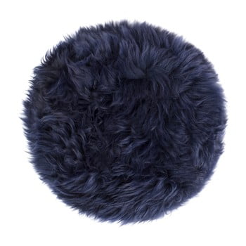 Pernă scaun din blană de oaie Royal Dream Zealand Round, ⌀ 35 cm, albastru