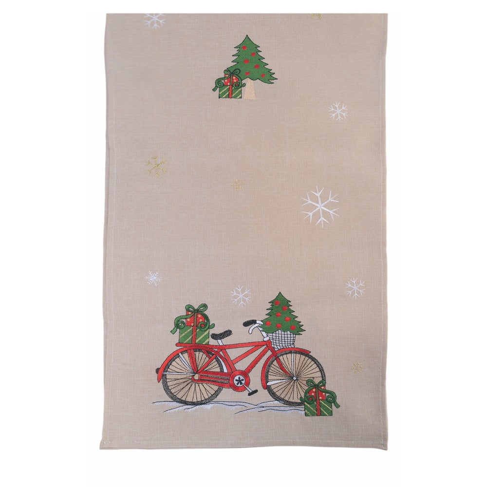 Napron pentru masă de Crăciun Villa d’Este Xmas Bicycle, 40 x 175 cm, bej bonami.ro