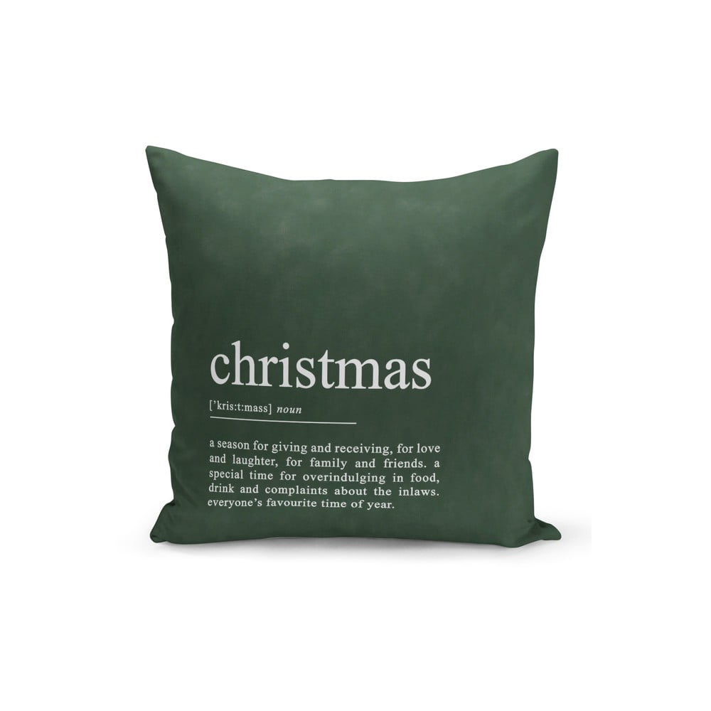 Față de pernă decorativă cu model de Crăciun Kate Louise Christmas Noel, 43 x 43 cm, verde