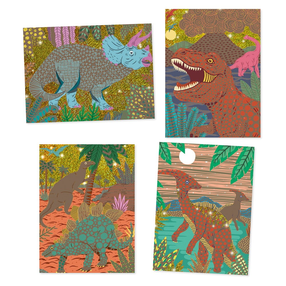  Imagini răzuibile pentru copii Djeco „Dinozauri” 
