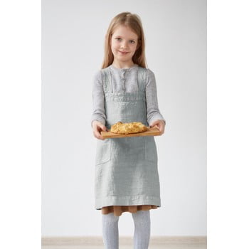 Șorț din in pentru copii linen tales pinafore, 60 x 34 cm, gri