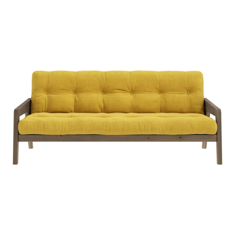 Canapea galbenă extensibilă cu tapițerie din catifea reiată 204 cm Grab – Karup Design 204 imagine noua