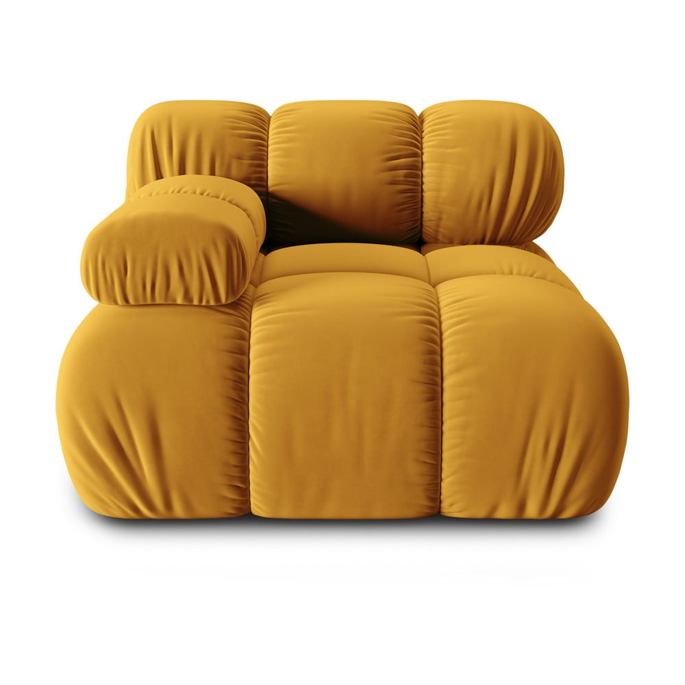 Modul pentru canapea galben cu tapițerie din catifea (cu colț pe partea stângă ) Bellis – Micadoni Home