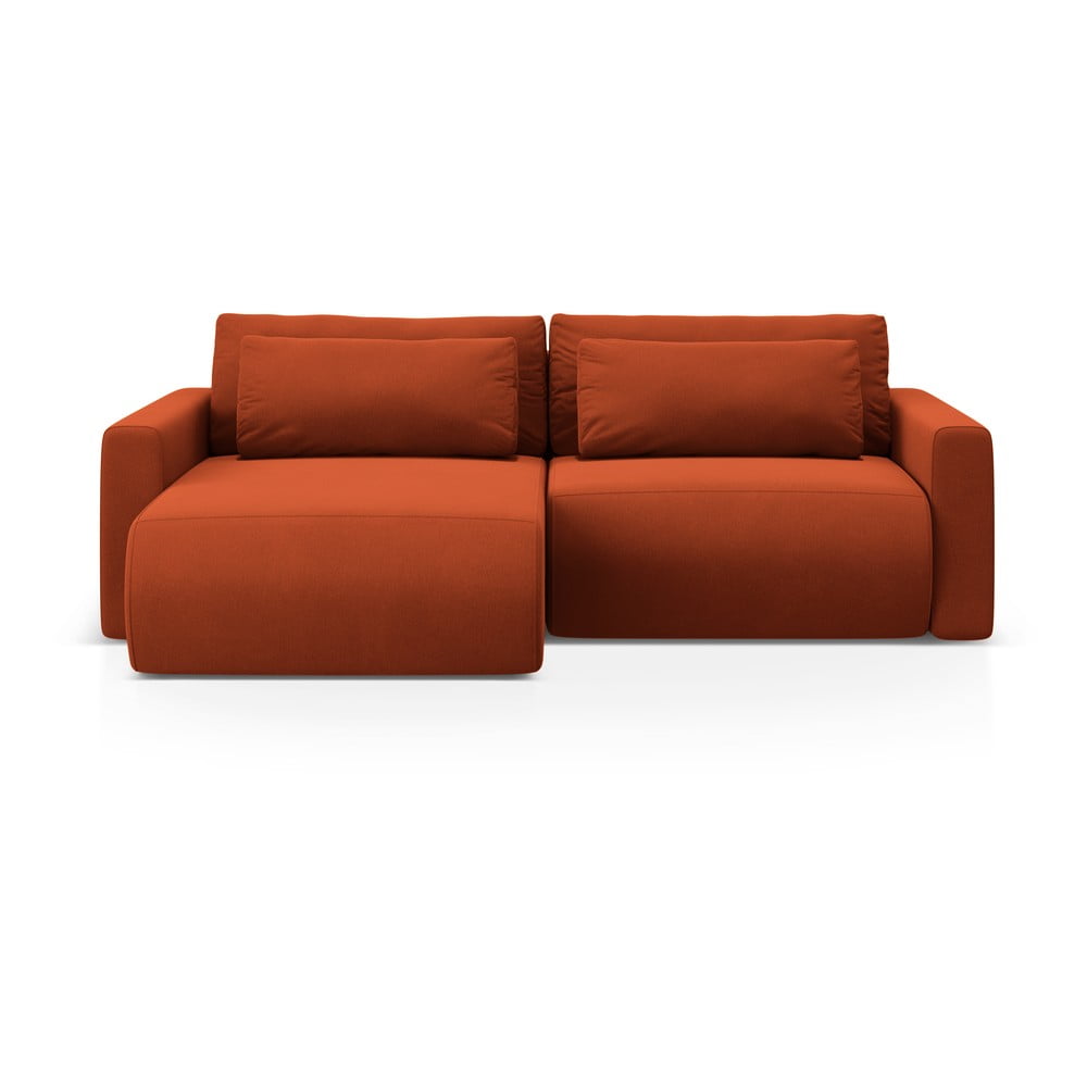 Colțar cărămiziu extensibil/cu spațiu de depozitare cu tapițerie din catifea Belfast – Cosmopolitan Design