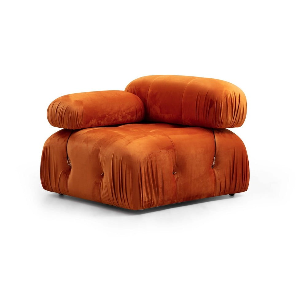 Modul pentru canapea portocaliu cu tapițerie din catifea (cu colțar pe partea stângă ) Bubble – Balcab Home
