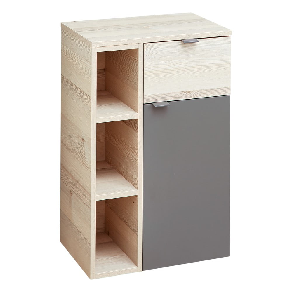 Dulap de baie gri/în culoare naturală jos/suspendat cu aspect de lemn de pin 72x45 cm Quickset 394 – Pelipal