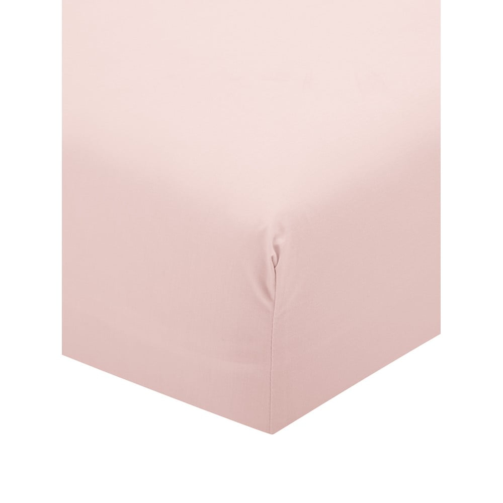 Cearșaf din bumbac percale Cotton works, 160 x 200 cm, roz bonami.ro imagine 2022