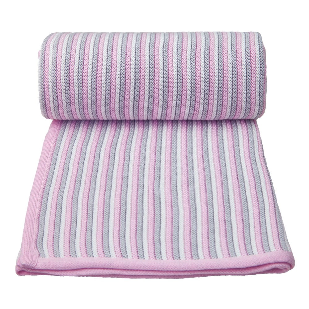 Pătură tricotată din amestec de bumbac pentru copii T-TOMI Spring, 80 x 100 cm, roz – alb bonami.ro imagine 2022