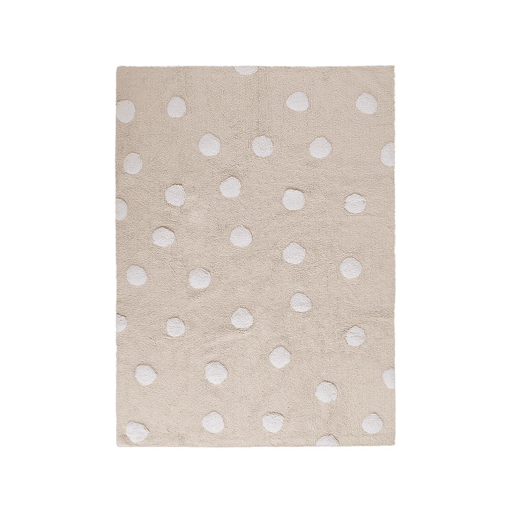 Covor pentru copii bej lavabil/țesut manual din bumbac 120x160 cm Polka Dots Beige – Lorena Canals