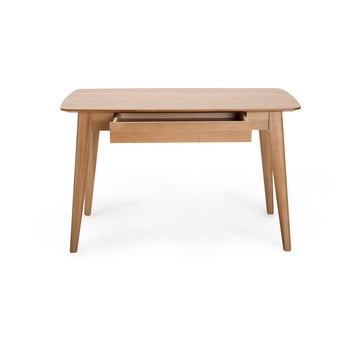Birou cu sertar și picioare din lemn de stejar unique furniture rho, 120 x 60 cm