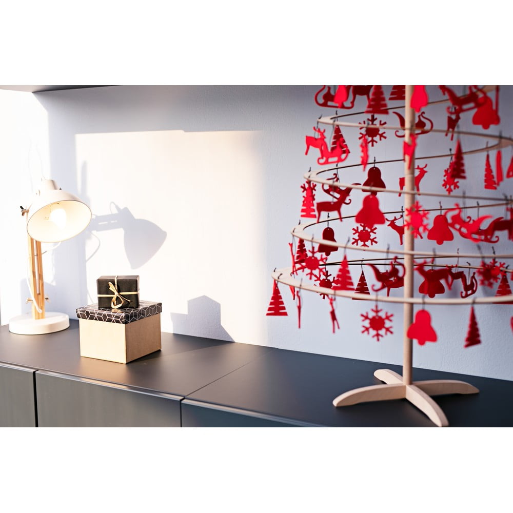 Set 10 decorațiuni de crăciun din pâslă spira medium, roșu