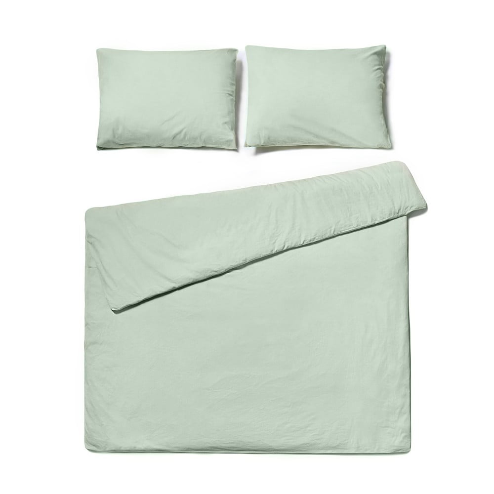 Lenjerie pentru pat dublu din bumbac stonewashed Bonami Selection, 160 x 200 cm, verde salvie 160 imagine noua somnexpo.ro