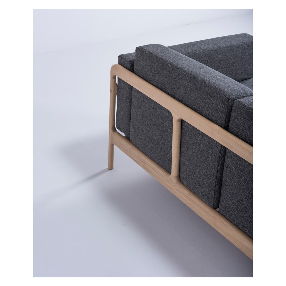 Canapea cu structură din lemn de stejar Gazzda Fawn, 180 cm, gri închis 180 imagine noua somnexpo.ro