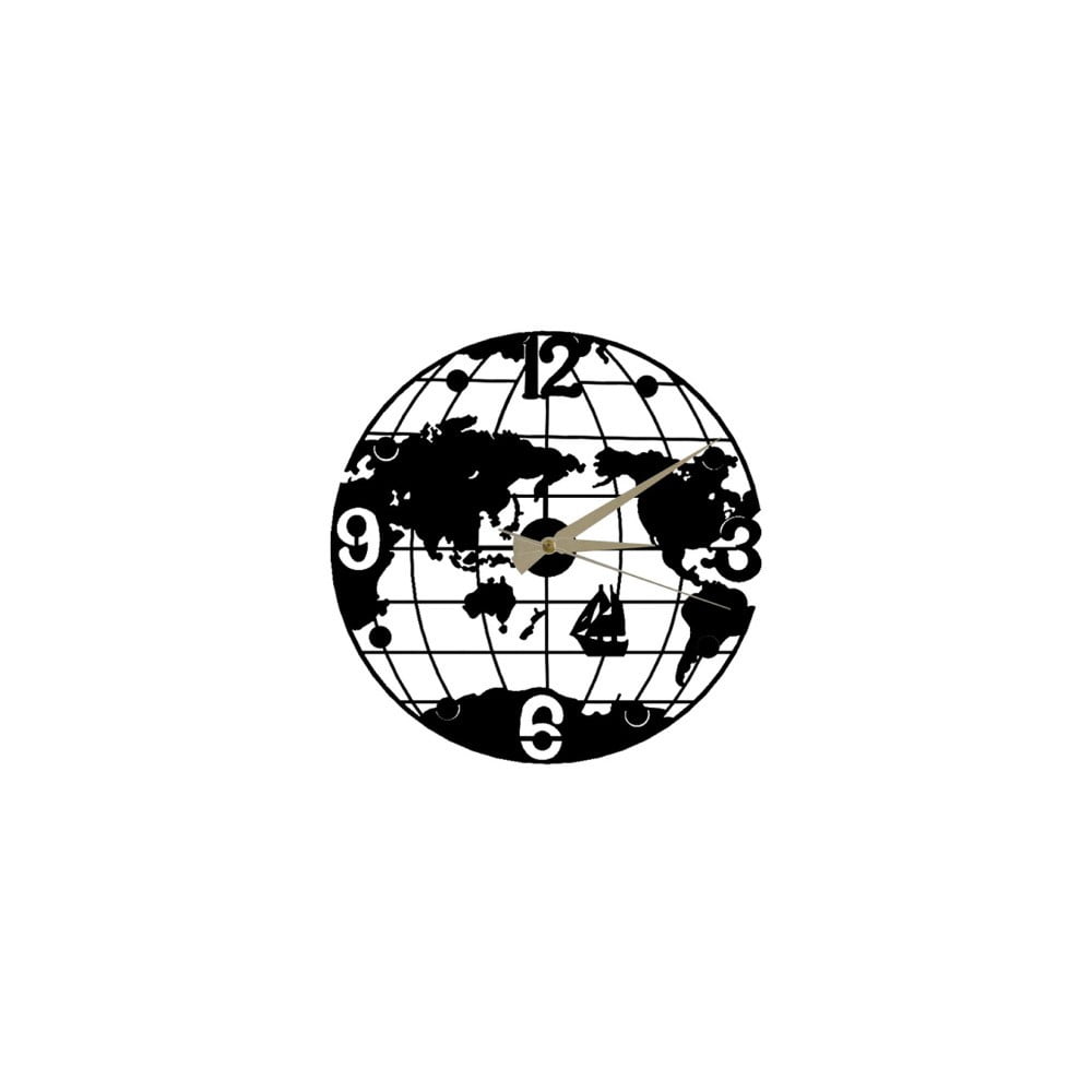Ceas de perete Globe Clock, ⌀ 50 cm, negru bonami.ro imagine 2022