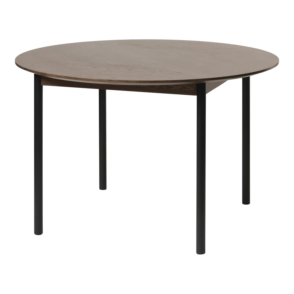 Masă de dining maro rotundă cu blat cu aspect de lemn de stejar ø 120 cm Latina – Unique Furniture