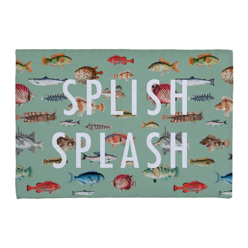 Poza Covoras de baie Splish Splash din amestec de bumbac verde, 40 x 60 cm