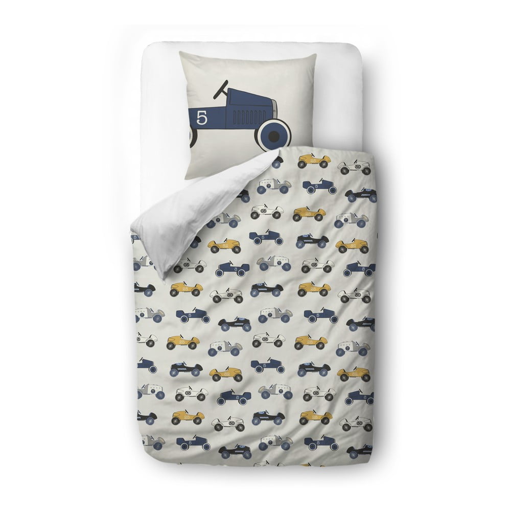 Lenjerie de pat pentru copii din bumbac satinat Butter Kings Ralley, 100 x 130 cm 100 imagine noua somnexpo.ro