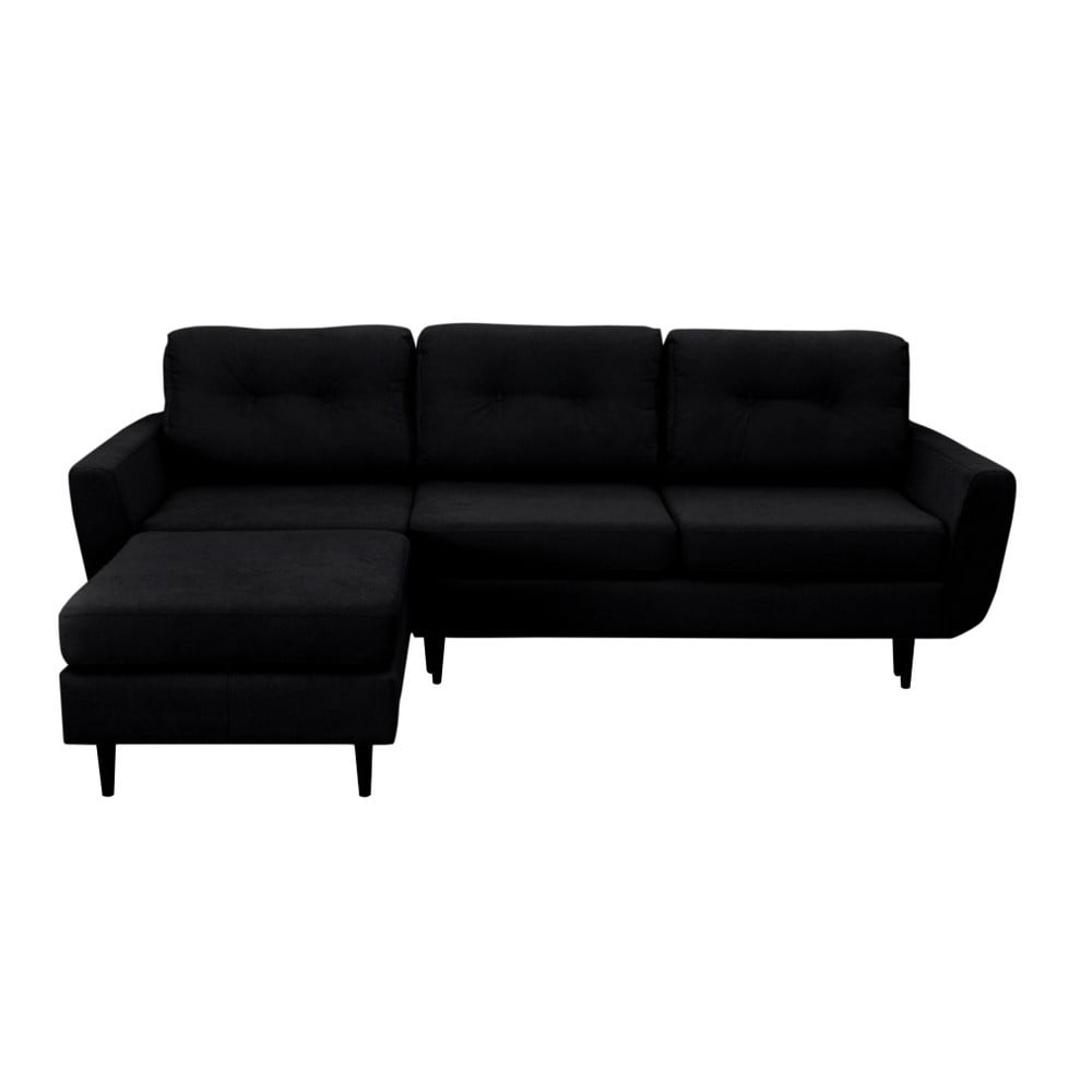 Canapea extensibilă cu picioare negre Mazzini Sofas Hortensia, pe stânga, negru