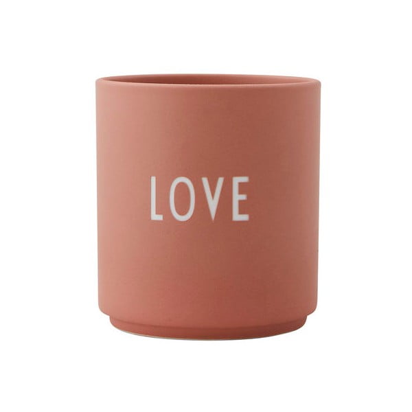 Cană din porțelan Design Letters Favourite Love, roz prăfuit