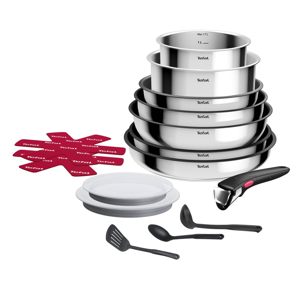 Set de vase pentru gătit 15 buc. din aluminiu INGENIO Cook Eat L881SF04 – Tefal