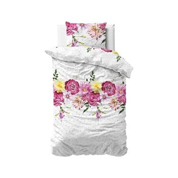 Lenjerie din flanelă pentru pat de o persoană sleeptime love garden, 140 x 220 cm