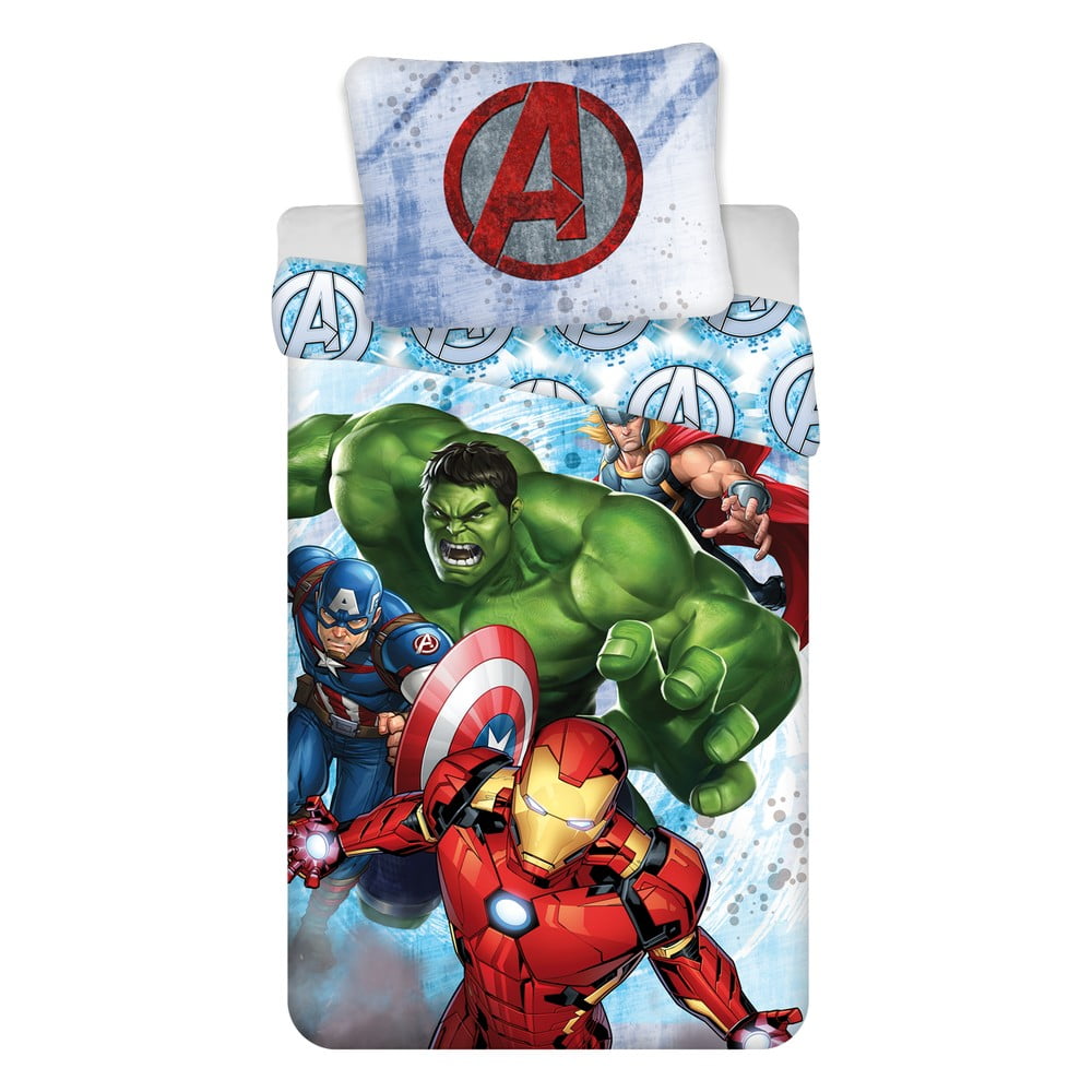 Poza Lenjerie de pat din bumbac pentru copii Jerry Fabrics Avengers Heroes, 140 x 200 cm