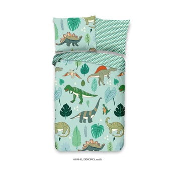 Lenjerie de pat din bumbac pentru copii good morning dinosaurus, 100 x 135 cm