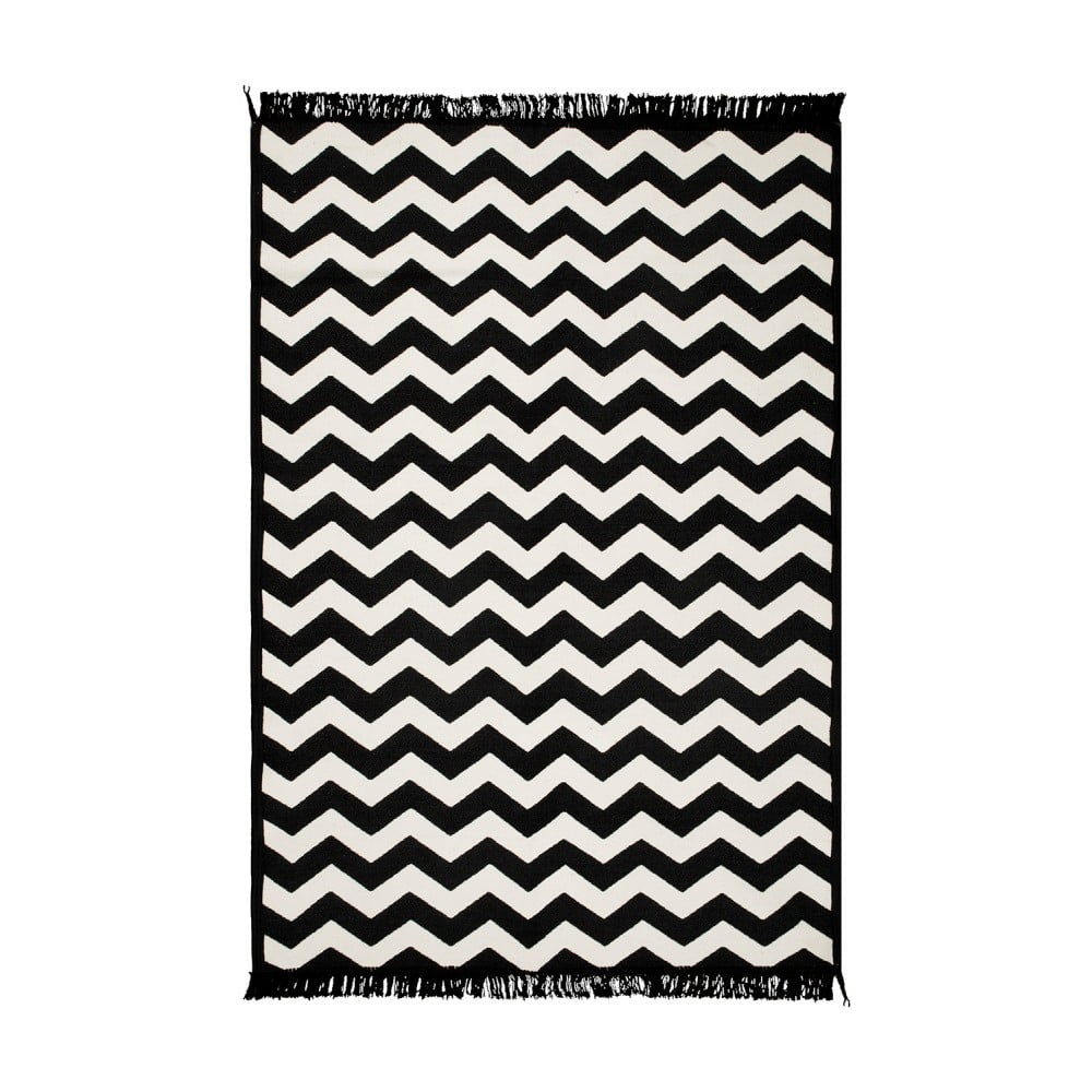 Covor reversibil Cihan Bilisim Tekstil Zig Zag 80 x 150 cm, alb-negru bonami.ro imagine 2022