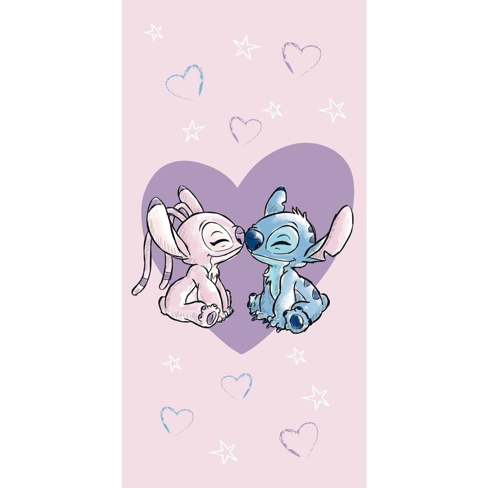 Prosop pentru copii roz din bumbac 70x140 cm Lilo and Stitch 