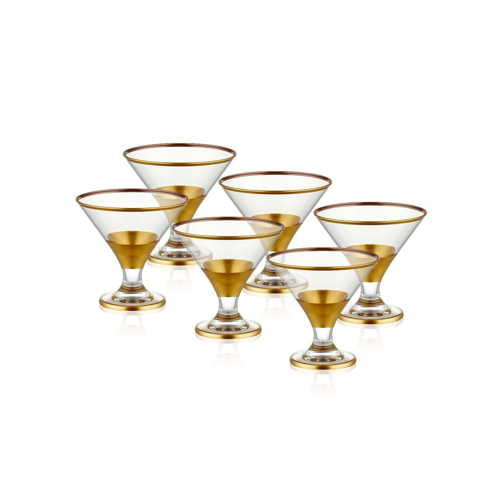 Set 6 pahare pentru cocktail Mia Glam Gold, 225 ml