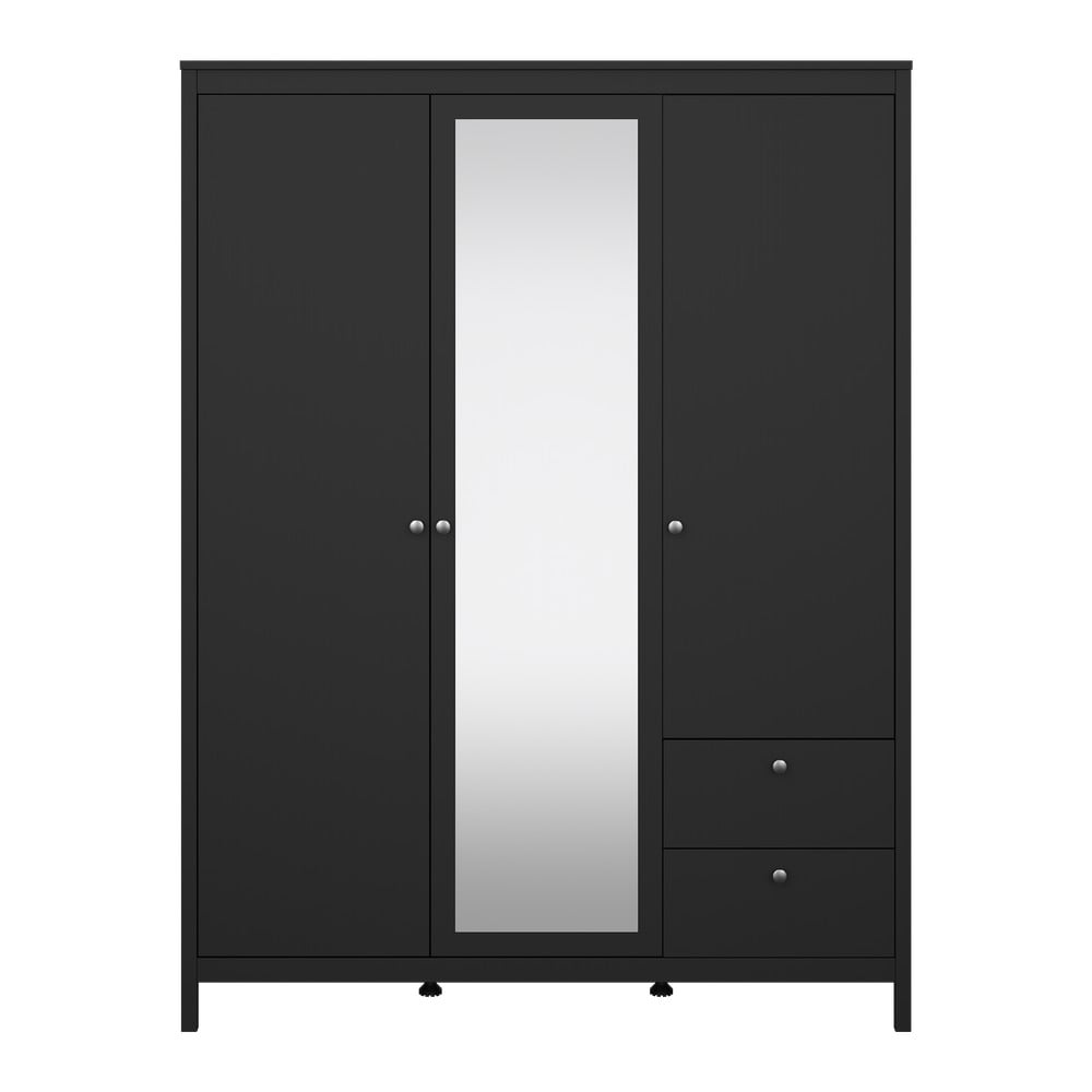 Șifonier negru cu oglindă 150x199x58 cm Madrid – Tvilum