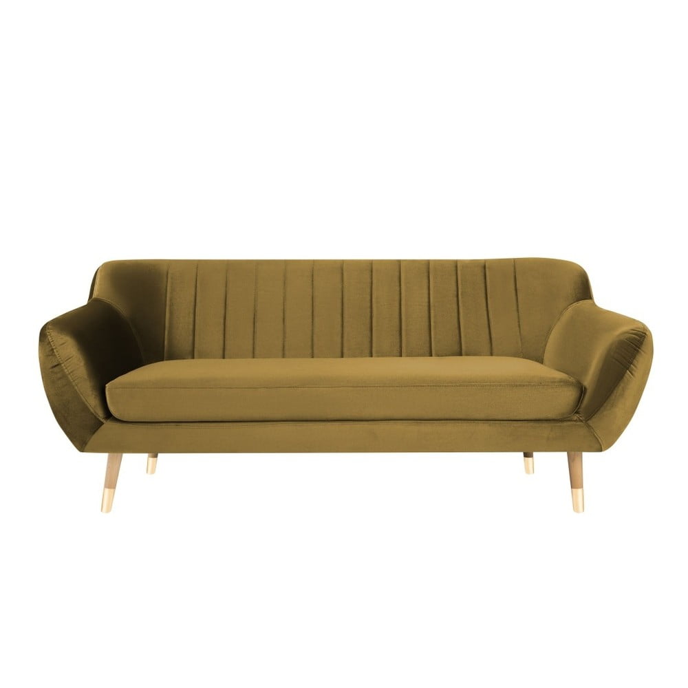 Canapea cu tapițerie din catifea Mazzini Sofas Benito, auriu, 188 cm 188 imagine noua somnexpo.ro