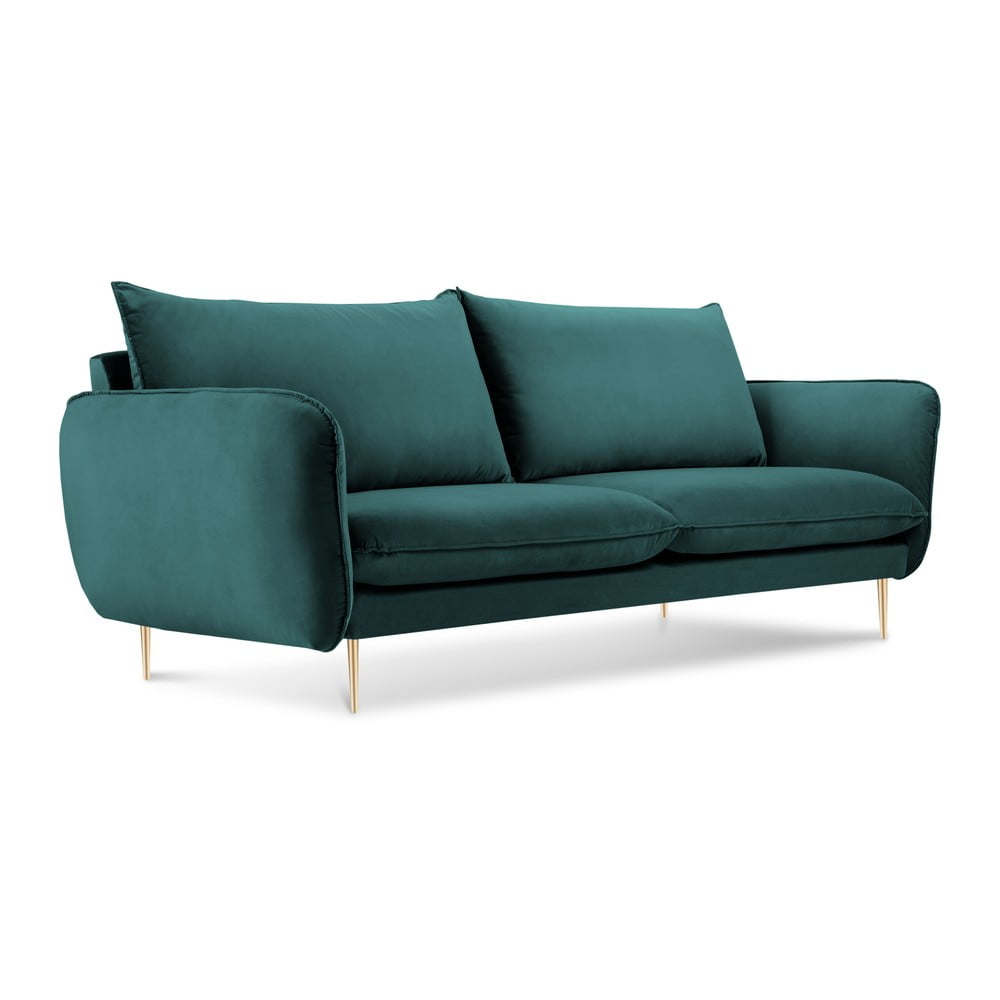 Canapea cu tapițerie din catifea Cosmopolitan Design Florence, verde petrol, 160 cm 160 imagine noua somnexpo.ro