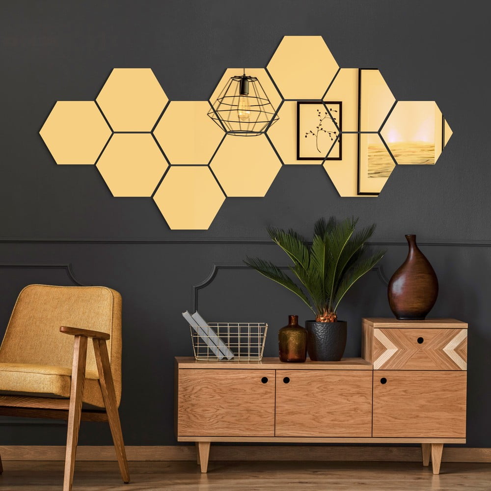 Autocolante de perete 12 buc. 17×20 cm Hexagons Gold – Ambiance 17x20 pret redus