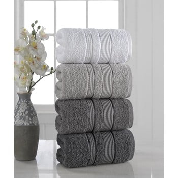 Set 4 prosoape pure cotton gray, 50 x 85 cm
