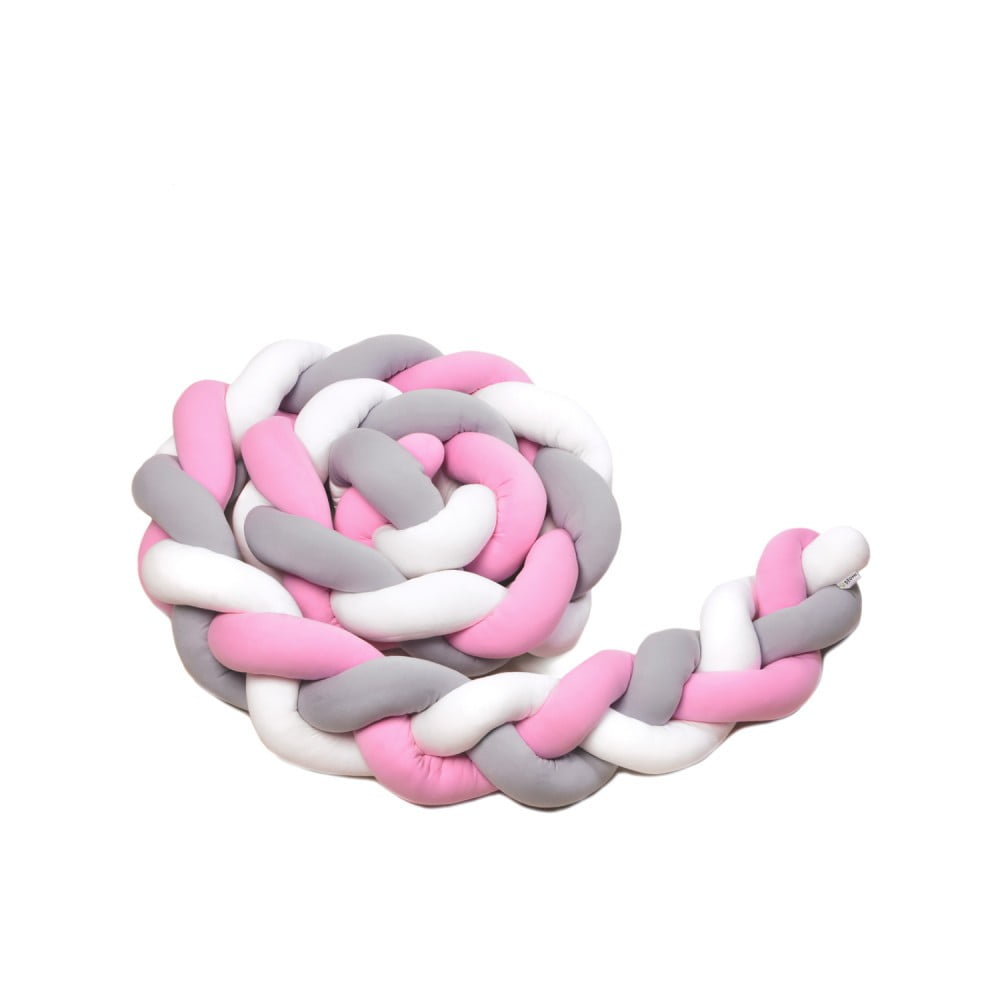Protecție tricotată din bumbac T-TOMI, lungime 360 cm, roz – gri – alb 360 imagine noua somnexpo.ro
