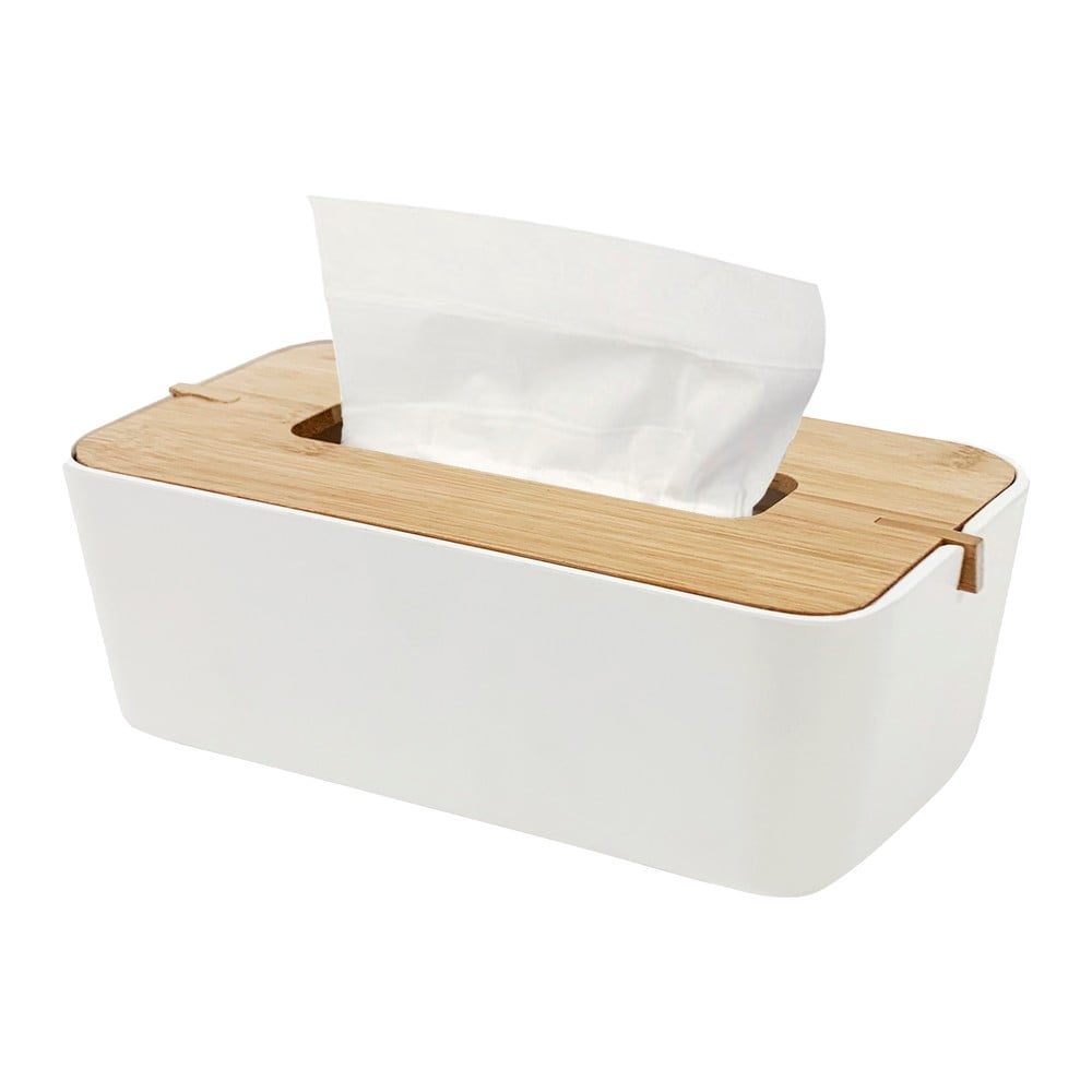 Cutie pentru șervețele cu capac din bambus compactor basic, alb